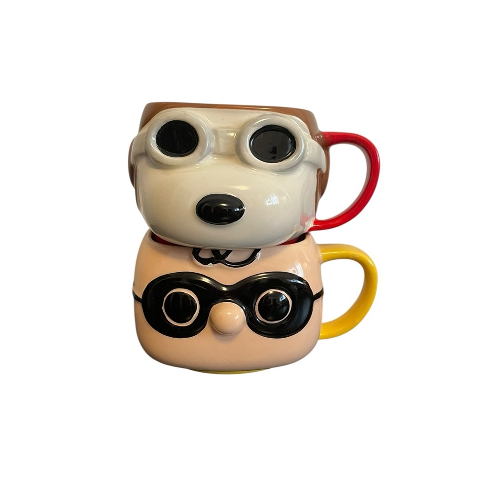 Funko Peanuts Snoopy Flying Ace & Charlie Brown Ceramic Sculpted Mug Set 2016
